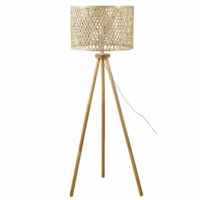 Lampadaire trépied en chêne et abat-jour en bambou H150 Maisons du Monde