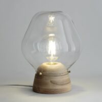 Lampe à poser verre et bois