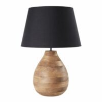 Lampe boule en manguier etabat-jour noir Maisons du Monde