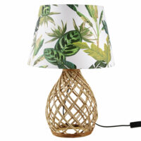 Lampe boule en rotin tressé et abat-jour imprimé végétal Maisons du Monde