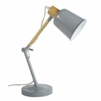 Lampe de bureau en métal gris et hévéa Maisons du Monde