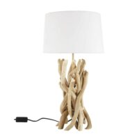 Lampe en bois flotté et abat-jour en coton H 55 cm NIRVANA Maisons du Monde