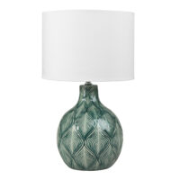 Lampe en céramique verte abat-jour en coton blanc Maisons du Monde