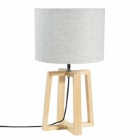 Lampe en hévéa avec abat-jour gris Maisons du Monde