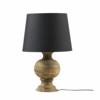 Lampe en manguier effet vieilli et abat-jour noir Maisons du Monde