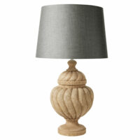 Lampe en manguier sculpté et abat-jour gris anthracite Maisons du Monde