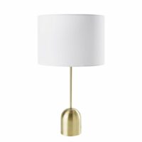 Lampe en métal coloris laiton et abat-jour blanc Maisons du Monde