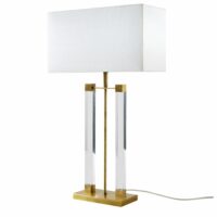 Lampe en métal coloris laiton et abat-jour blanc Maisons du Monde