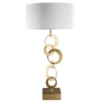 Lampe en métal doré et coton blanc Maisons du Monde