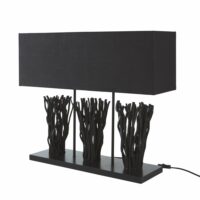 Lampe en tiges d'osier et abat-jour noirs Maisons du Monde