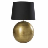 Lampe ronde en métal coloris laiton et abat-jour noir Maisons du Monde