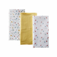 Langes bébé en coton jaune et à motifs multicolores (x3) Maisons du Monde