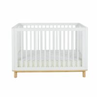 Lit bébé à barreaux en pin et hêtre blanc mat L125 Sasha Maisons du Monde