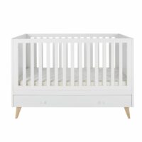 Lit bébé évolutif à barreaux en pin et hêtre blanc mat L146 Lila Maisons du Monde