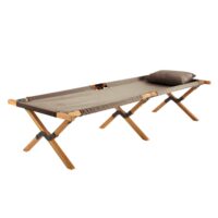 Lit de camp en acacia et tissu taupe L195 Selous Maisons du Monde