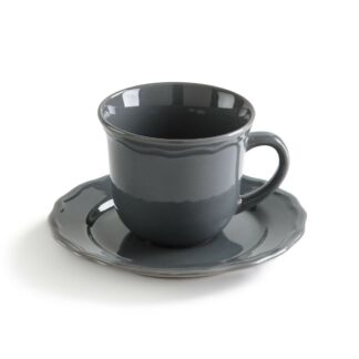 Lot 4 tasses à thé en porcelaine, kubler imprimé pois La Redoute