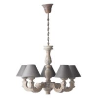 Lustre légèrement blanchi et abat-jours gris Maisons du Monde