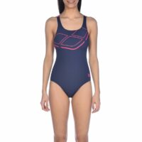 Maillot 1 pièce piscine Essentials Marine / Rose Arena