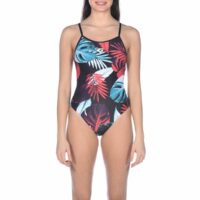 Maillot 1 pièce piscine Tropical  Leaves Noir Multicolore Arena