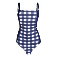 Maillot de bain 1 pièce amincissant à carreaux Bleu-Blanc LA REDOUTE COLLECTIONS PLUS