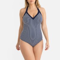 Maillot de bain 1 pièce amincissant dos croisé Bleu-Blanc LA REDOUTE COLLECTIONS PLUS