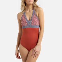 Maillot de bain 1 pièce amincissant imprimé floral Rouge Terracota Anne weyburn