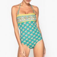 Maillot de bain 1 pièce bustier imprimé Imprimé Fond Vert LA REDOUTE COLLECTIONS