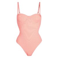 Maillot de bain 1 pièce bustier imprimé à rayures Rayé Rose Vif/Blanc LA REDOUTE COLLECTIONS