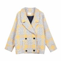 Manteau court imprimé à carreaux SHANI Jaune/Bleu FRNCH