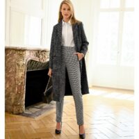 Manteau long fermeture boutonnée à carreaux Carreaux Noir/Blanc Anne weyburn