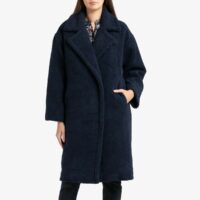 Manteau long pressionné à col cranté EDONA Bleu Nuit Suncoo