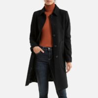 Manteau mi-long boutonné avec poches Noir Benetton