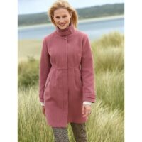 Manteau mi-long fermeture zippée Vieux Rose;Bleu Marine Anne weyburn