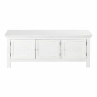 Meuble TV 3 portes motifs en relief blanc effet vieilli Bianca Maisons du Monde