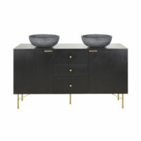 Meuble double vasque 2 portes 3 tiroirs noir Jagger Maisons du Monde