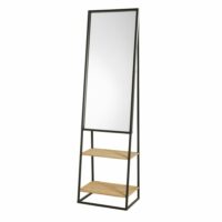 Miroir étagères en métal noir et sapin 45x161 Maisons du Monde