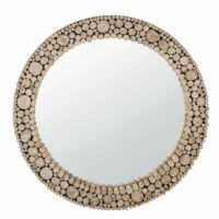 Miroir rond rondins de bois en teck D90 Maisons du Monde