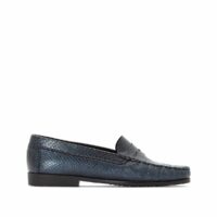 Mocassins en cuir aspect petit python Bleu Anne weyburn