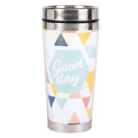 Mug de voyage en plastique motifs triangles colorés et métal Maisons du Monde