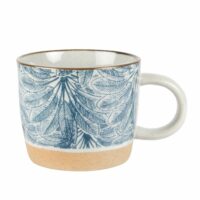 Mug en faïence blanche motif feuillage bleu Maisons du Monde