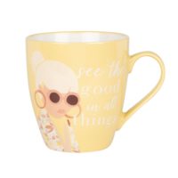 Mug en faïence jaune imprimé femme Maisons du Monde