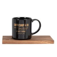 Mug en faïence noire avec plateau en robinia Maisons du Monde