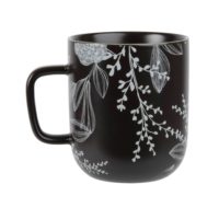 Mug en faïence noire motif floral blanc Maisons du Monde