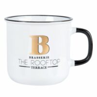 Mug en grès blanc imprimé noir et doré Maisons du Monde