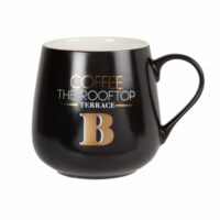 Mug en grès noir mat imprimé blanc et doré Maisons du Monde