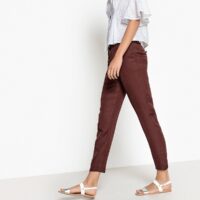 Pantalon carotte en lin viscose Kaki LA REDOUTE COLLECTIONS