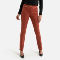 Pantalon droit 5 poches coton stretch Blanc;Beige;Kaki;Vert;Roux;Rose;Noir Anne weyburn