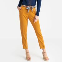 Pantalon droit ceinture foulard Marine;Kaki;Bleu Denim LABDIP