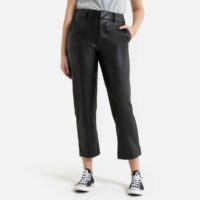 Pantalon droit raccourci aspect enduit LIV Noir REIKO