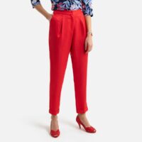 Pantalon fuselé en lin mélangé Ficelle;Corail Anne weyburn